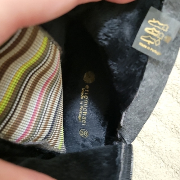 ERIC MICHAEL European Black Suede Wedge Ankle Boots, Chelsea boot style - Picture 7 of 10